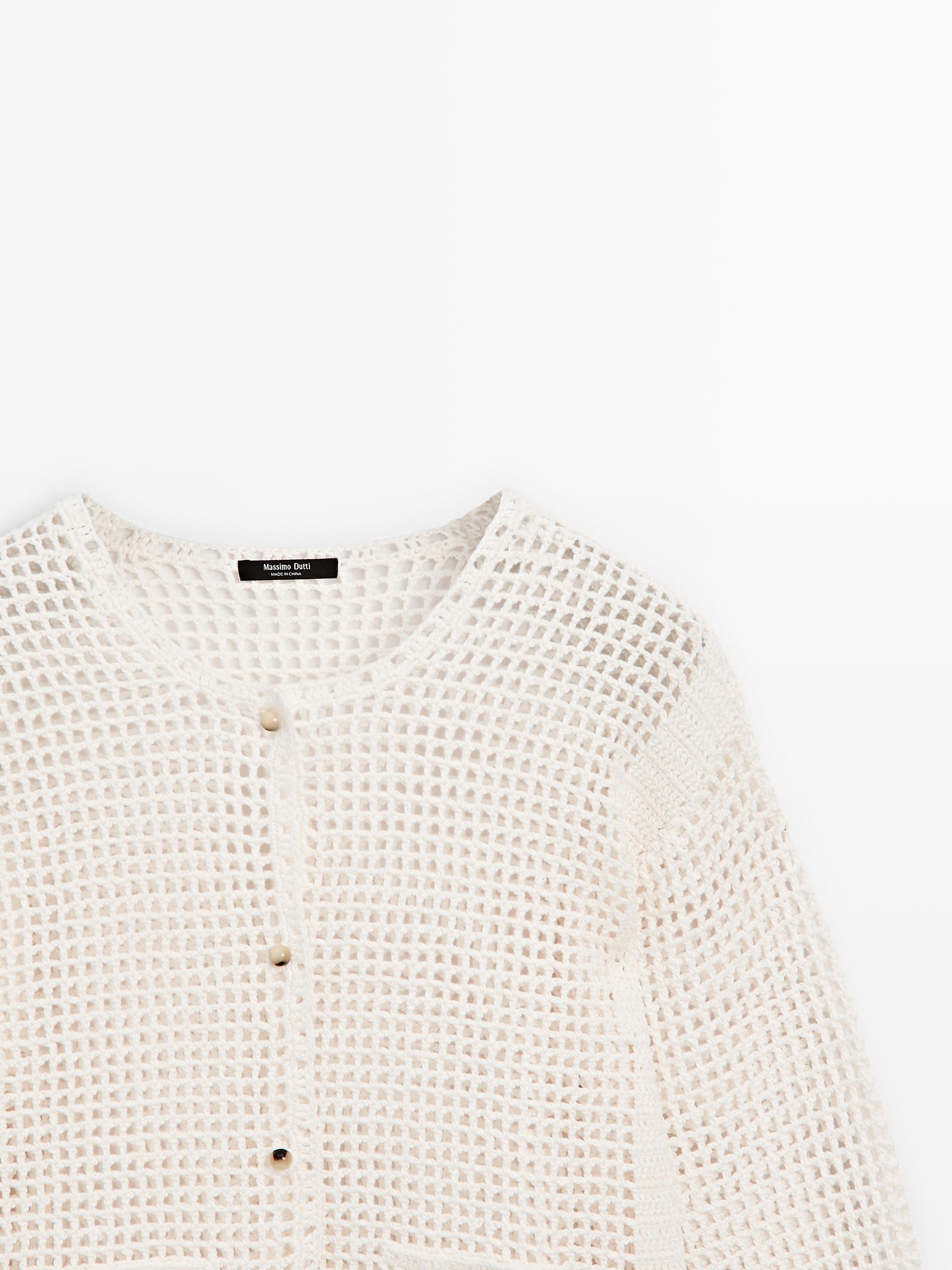 100% cotton openwork crochet cardigan